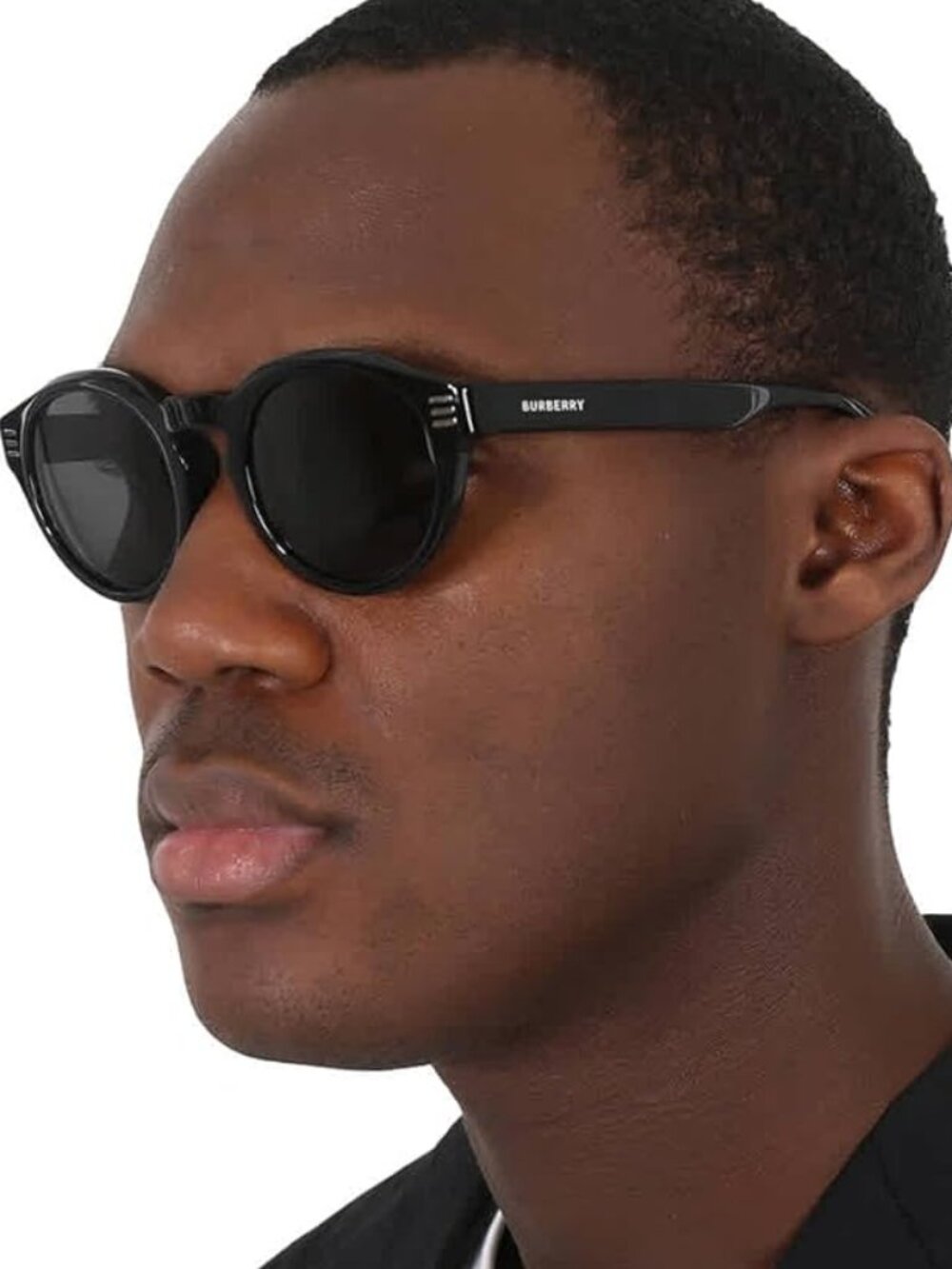 NWT BURBERRY SUNGLASSES UNISEX BLACK ROUND - Picture 2 of 4